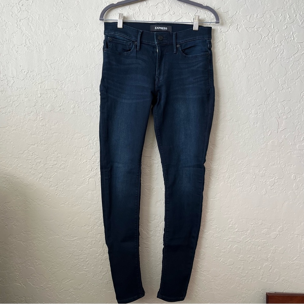 EUC Express Midrise Jean Leggings in Dark Blue - Size 6R